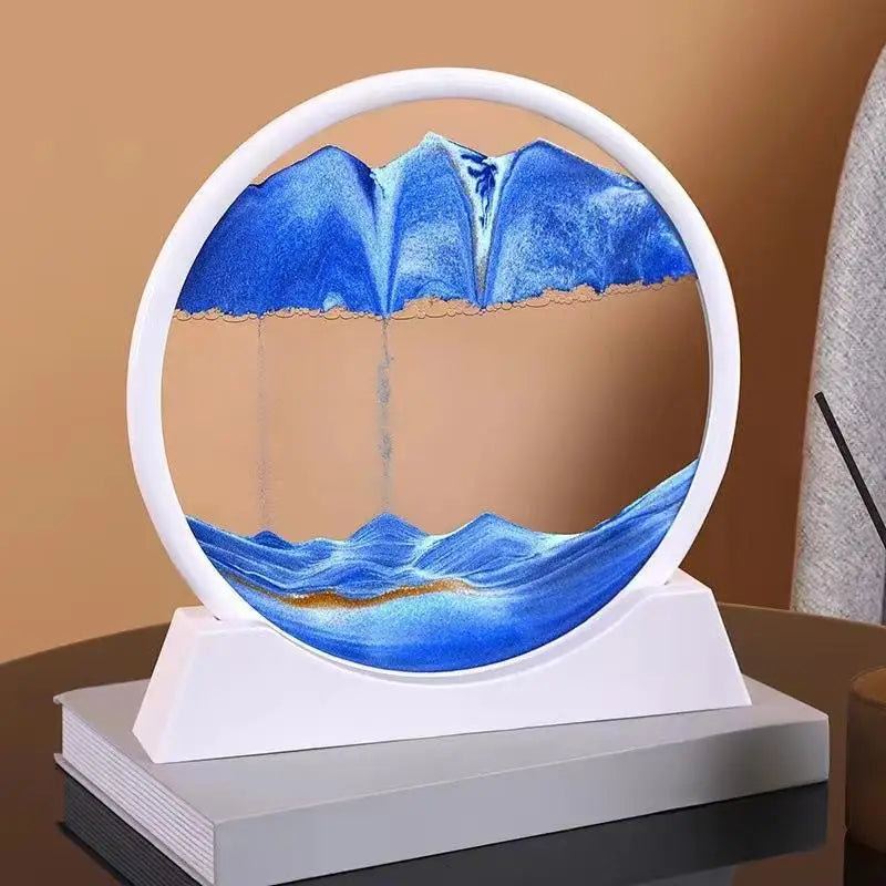 12 Inch Sandscape Moving Sand Art Picture Round Moving Hourglass 3D Mountain Motion Display Flowing Sand Painting Home Decor